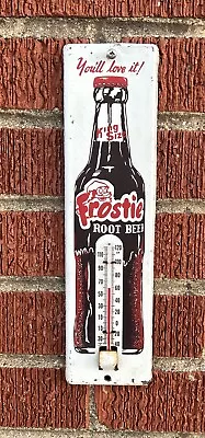 Vintage 1950s Frostie Root Beer Advertisement Sign Thermometer Store Display • $199.99