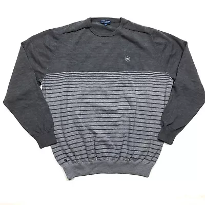 Peter Millar Gray Striped Merino Wool Pullover Sweater Casual Golf Mens XXL • $29.99