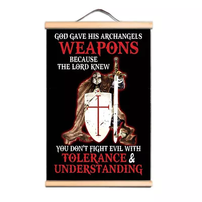 Masonic Knights Templar Scroll Painting Vintage Solid Wood Axis Decor Poster A1 • $18.06