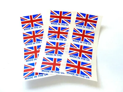 Plastic British Union Jack Flag Stickers GB Labels With 'MADE IN THE UK' Text • £3.10