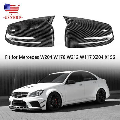 Carbon Fiber Wing Mirror Cover Caps For Mercedes Benz W204 W176 W212 W221 X156 - • $32.98