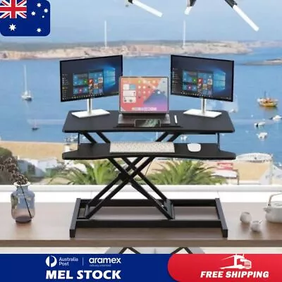 2024 Sit Standing Desk Converter Laptop Riser Adjustable Stand Computer Shelf AU • $105.79