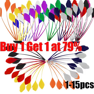 15PCS Long Arrowhead Turkey Feather Millinery Hats Fascinators Crafts DIY Decor • £2.70