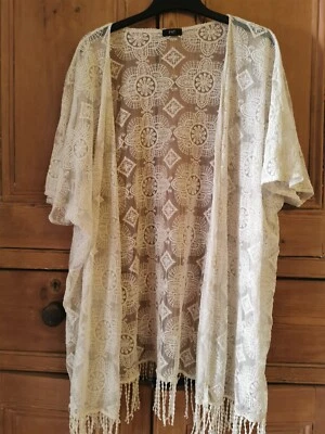 £0.99 • Buy River Island Sheer Mesh Lace Embroidery Kaftan Kimono Beach Cover Up Size M 12