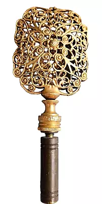 Vintage Lamp Finial Ornate Filigree Gold Gilt Metal Topper Part Asian Cage MCM • $30.03