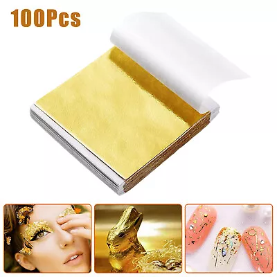 300X Imitation Gold Silver Leaf Sheet Foil Paper For DIY Gilding Craft Art Decor • $7.98