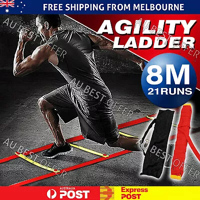 8M Agility Speed Sport Trainning Ladder Soccer Fitness Boxing 21Runs Bag Gym AU • $19.95