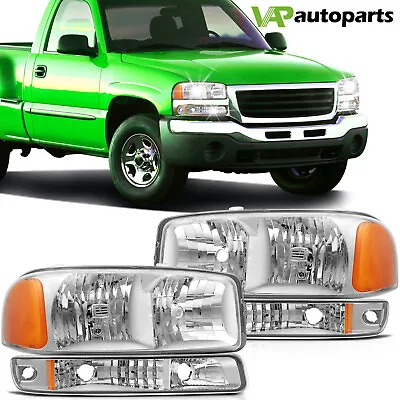 For GMC Sierra 1500 Yukon XL 1999-2006 Headlights Assembly Chrome Housing Lamps • $51.99