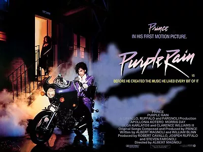 PURPLE RAIN 1984 UK Quad Poster Print 30x40  Prince Apollonia FREE P&P 80s Music • £24.99