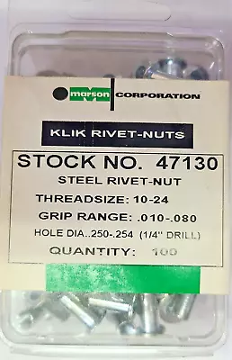 Marson Steel Poly-Nut Rivet-Nuts 10-24 Qty 100 47130 • $16.99