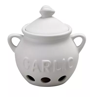 HIC Harold Import Co. Garlic Clove Keeper White Vented Ceramic Storage Contai... • $15.16