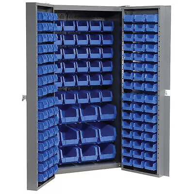 Global Industrial Bin Cabinet With 144 Blue Bins 38x24x72 Unassembled • $1294.96