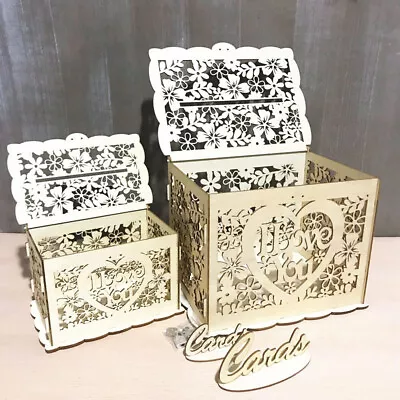 Wishing Well Card Box Decorative Wood Carved Wedding Engagement Party Rustic • $18.59