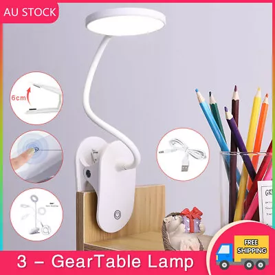 Flexible Clamp Clip-On LED Light Reading Table Desk Bed Bedside USB Night Lamp • $15.29