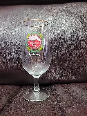 Vintage German Beer Logo Glass Stemmed Beer Glass SCHLOSSQUELL BIERE • $9.99