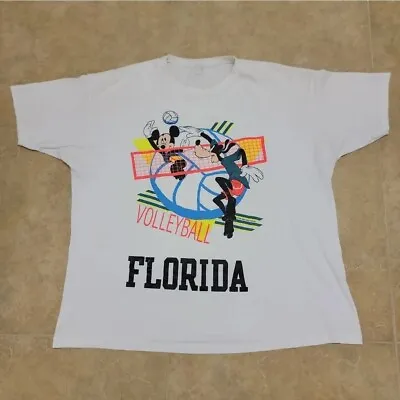 Goofy And Mickey 80s Single-Stitch T-shirt 2XL USA Florids Beach Volleyball Vtg • $20