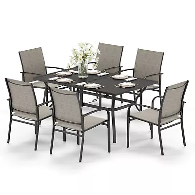 7 Piece Patio Dining Furniture Set Outdoor Table Chairs Set Textilene Chairs Set • $399.99