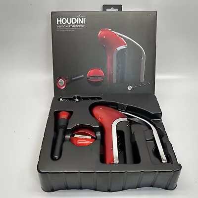 Rabbit Houdini Vertical Lever Corkscrew Set W/Foil Cutter & Extra Spiral - Red • $33.12