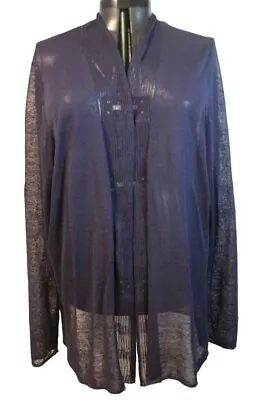 Marco Polo Size 4XL 24 Navy Blue Linen Loose Knit Open Front Cardigan • £15.78