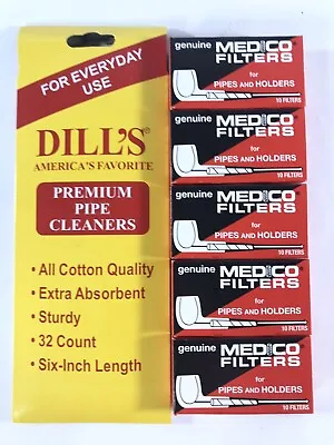 Dill's Dills Cotton Pipe Cleaners 32ct & Medico Pipe Filters 50ct NEW In Package • $13.33