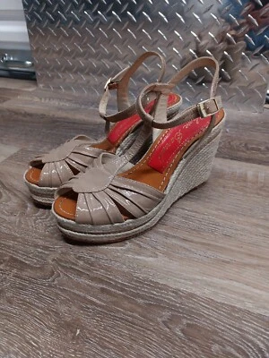 $39.99 • Buy Paloma Barcelo Wedge Platform Espadrille Sandals 39 Beige Ankle Strappy EUC 
