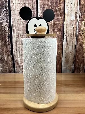 Disney Mickey Mouse Paper Towel Holder Stand Wooden Decor Vintage Black/White • $28