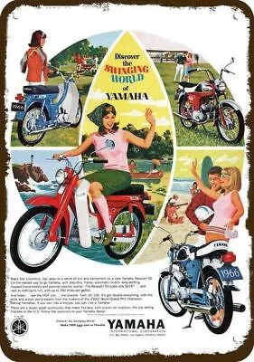 1966 YAMAHA Newport 50 & Twin Jet 100 Motorcycle DECORATIVE REPLICA METAL SIGN • $24.99