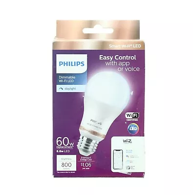 Philips 60W Smart Wi-Fi LED Dimmable 5000K Daylight A19 • $9.99