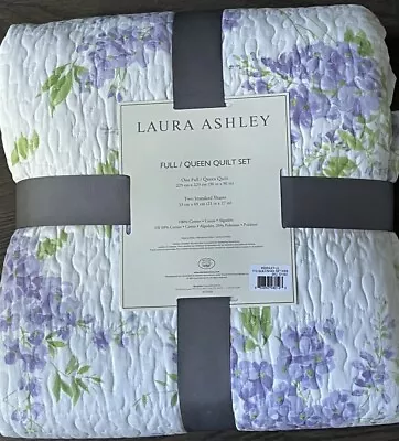 Laura Ashley Keighley Lilac Purple Floral Cotton Full/Queen Quilt Set • $94.99