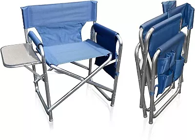 Directors Chair Folding Camping Adults With Side Table - Lightweight Easy Carry • £49.99