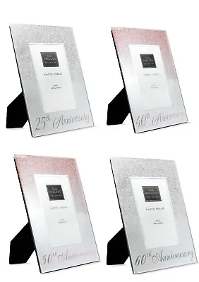 Anniversary Photo Frames Sparkly Glitter 25th 40th 50th 60th Silver Rose Gold • £6.99