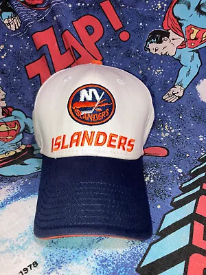 Vintage NHL Reebok New York Islanders White Orange And Blue Adjustable Logo Hat • $8