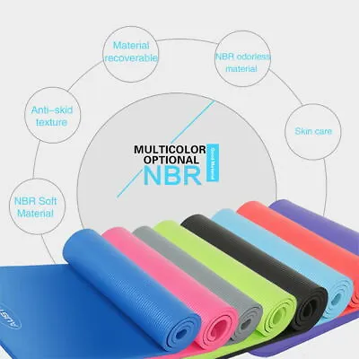 Yoga Mat 15/10/8MM Gym Exercise Fitness Pilates Workout Gym Non Slip NBR • £8.99