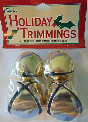 $3.50 • Buy HOLIDAY TRIMMINGS   JINGLE BELLS  35MM VACUUM GOLD  2 Packaged Of 4 Bells Each