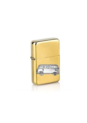 PPT24 Camper Van Sideview Pewter Pendant On A Petrol Wind Proof Gold Lighter • £14.99