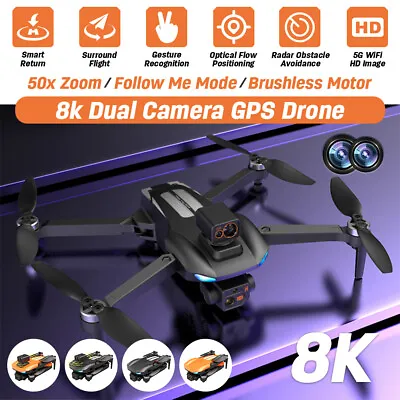 $162.99 • Buy 8K WiFi Drones HD Camera With GPS Brushless Motor RC Folding Quadcopter Drone