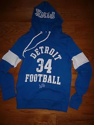 Victorias Secret Pink Applique Nfl Detroit Lions Pullover Funnelneck Hoodie Nwt • $69.99