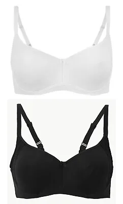 M&S Cool Comfort Smoothing Cotton Rich Underwired Full Cup Bra 34 - 42 A - E • £6.45