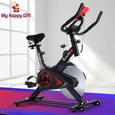 Everfit Spin Bike Exercise Bike Flywheel Fitness Commercial Workout Gym Black • $195.74