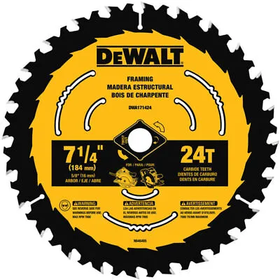Dewalt 7 1/4 In. 24T Thin Kerf Circular Saw Framing Blade • $6.99