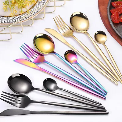 24x Stainless Steel Cutlery Sets Tableware Dining Kitchen Spoon Fork Teaspoons B • £4.70