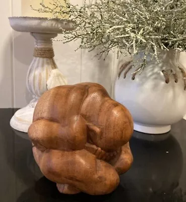 Abstract Yoga Wood Carving Meditating Yogi Sculpture Handcrafted Bali Display   • $20