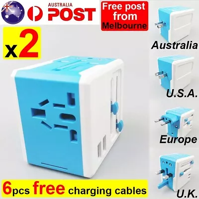 $26.99 • Buy 2x Universal International Travel Adapter Power Plug Charger Converter Socket AU