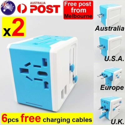 $26.99 • Buy 2x Universal International Travel Adapter Power Plug Charger Converter Socket AU