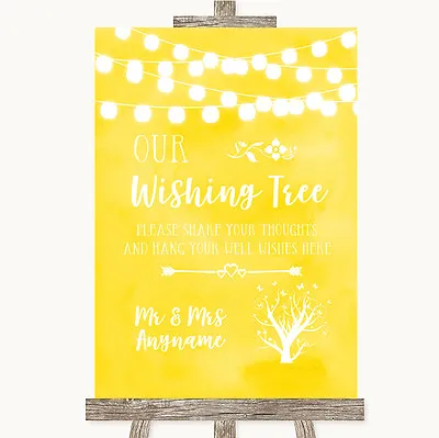 £34.95 • Buy Yellow Watercolour Lights Wishing Tree Personalised Wedding Sign