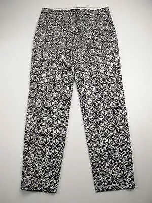 Womens H&m Size Eu 36 Uk 8 Blue Black White Geo Print Tapered Summer Trousers • £9.99