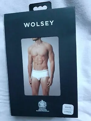 £8.99 • Buy Wolsey Mens 2 Pack White Grey Cotton Stretch Briefs Size Large Brand New In Box 
