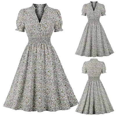 Women's 1940s 50s Floral Party Swing Dress Vintage Party Rockabilly Prom Dresses • £14.39