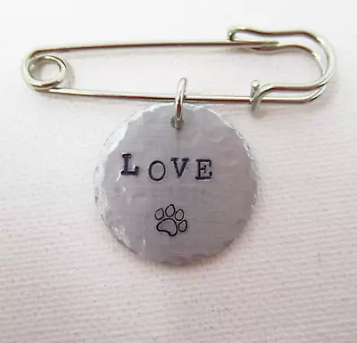 Paw Print - Love - Pet - Best Friend - Dog - Cat - Stamped Metal - Brooch • $4.95