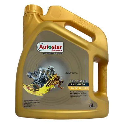 £25.89 • Buy Autostar 5L Premium 0W20 Fully Synthetic Engine Oil API SP, C5 Dexos 1 Gen 2